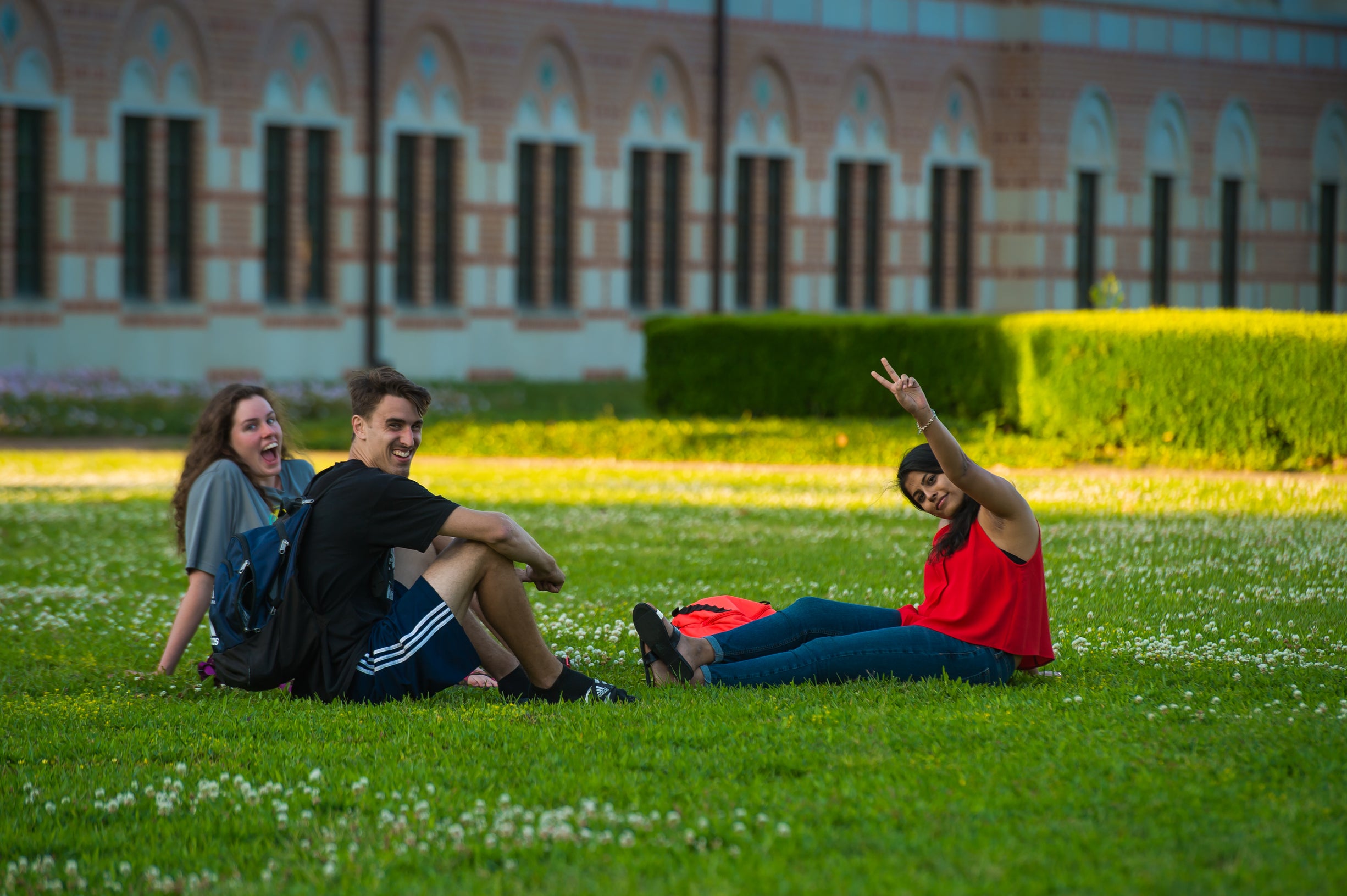 Students relaxing the main quad